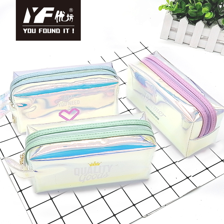 Custom lovely laser TPU leather cosmetic bags & cases women hand bags