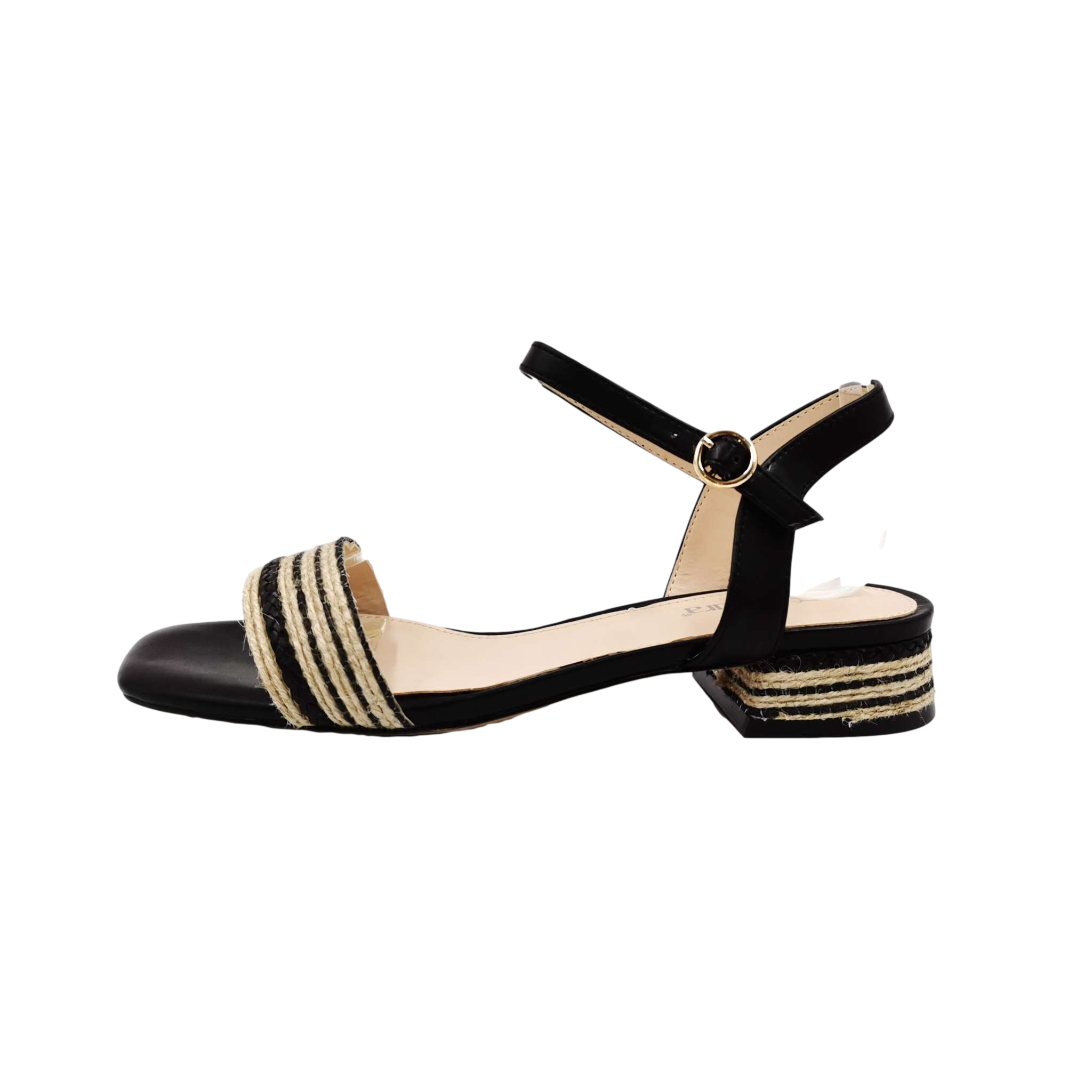 New leather jute ladies fashion low heel sandals