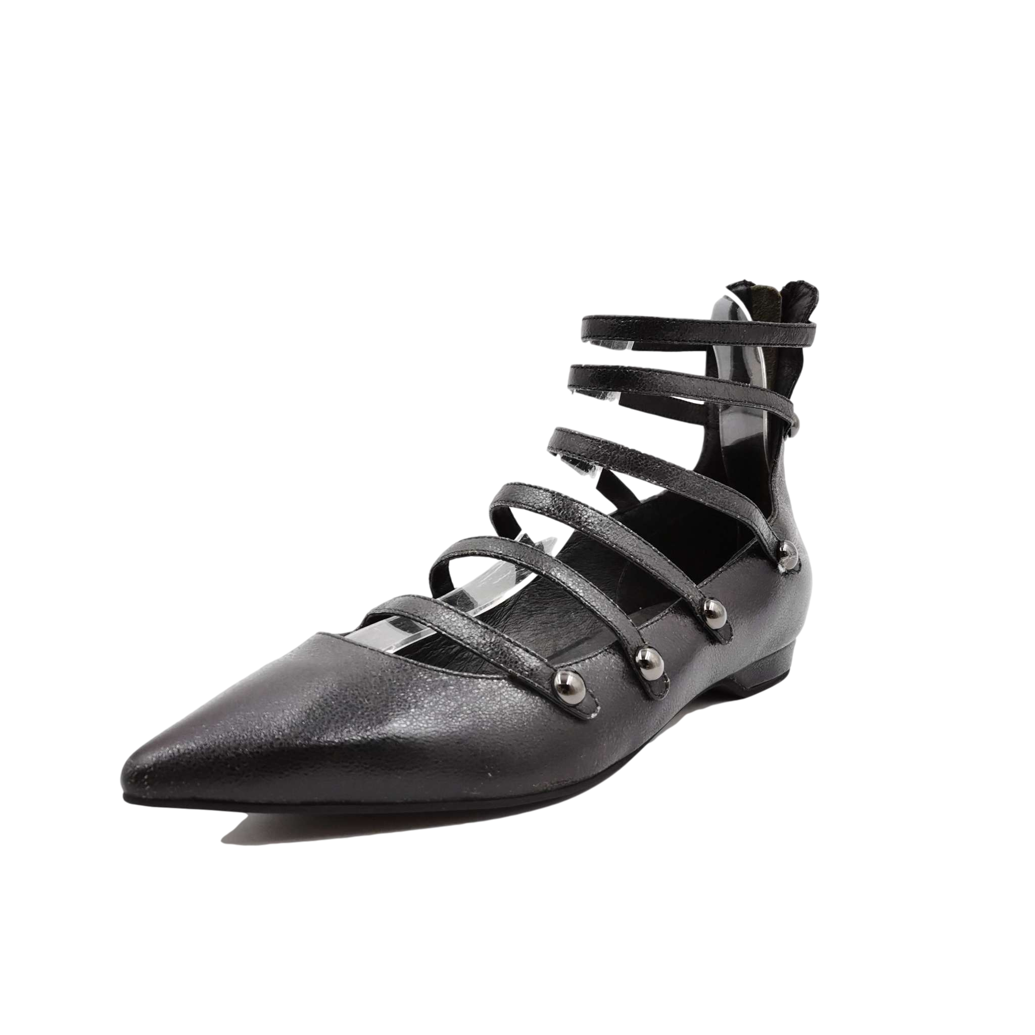 Fashion New Design Metalic Leather Pointed Toe Ladies Shoes