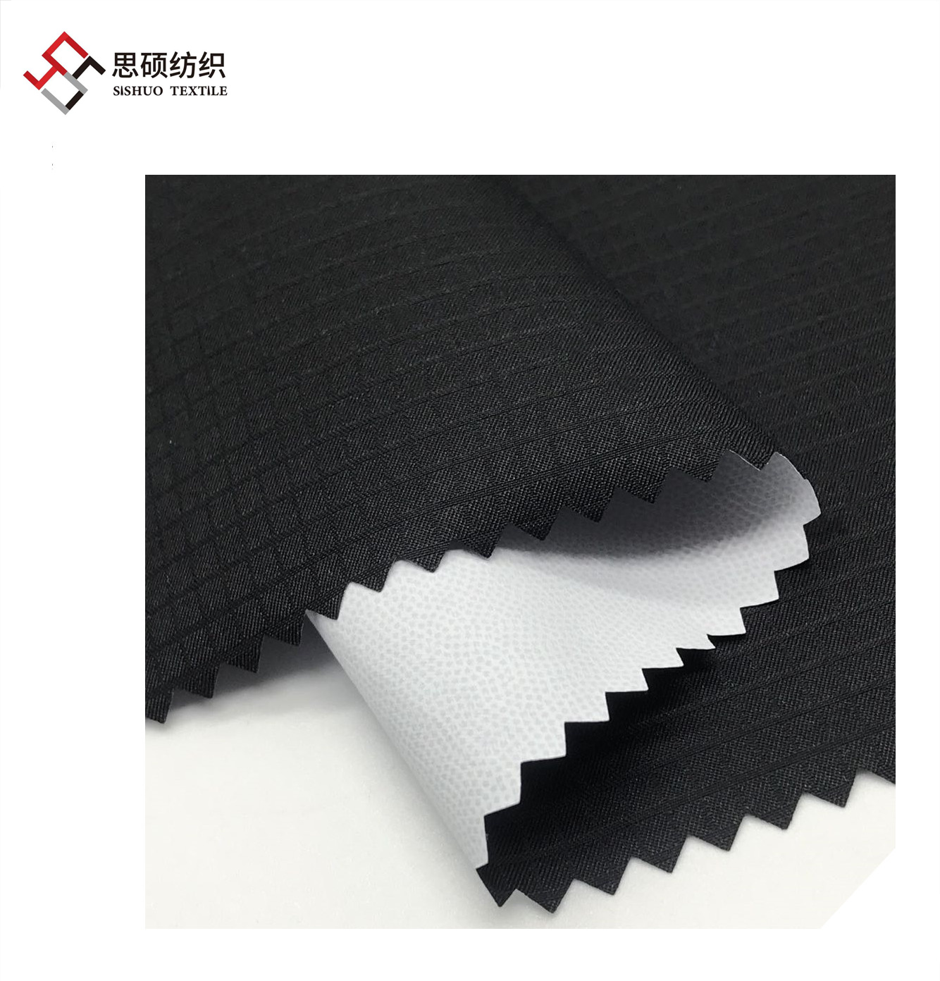 300T full dull waffle pongee bonded PU film fabric for outdoor jacket