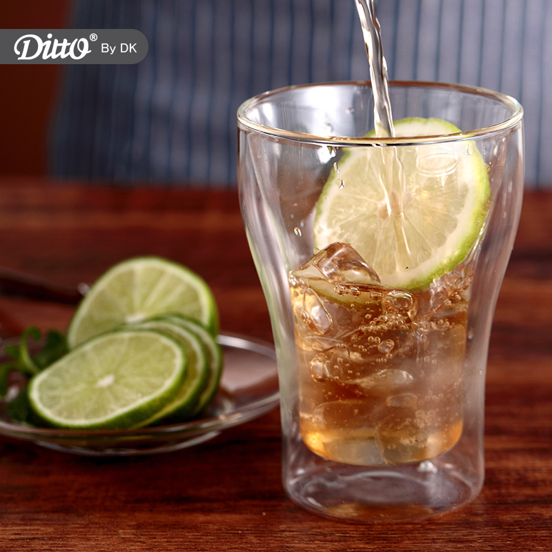 Double wall borosilicate glass cup/ beer glass cold-insulated glass cup
