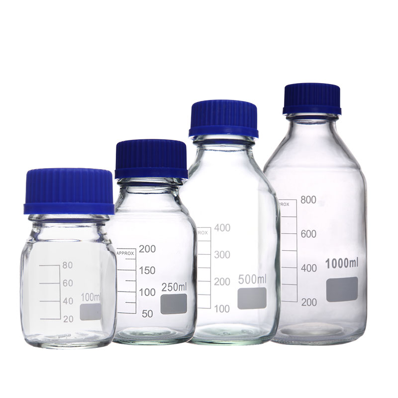 Laboratory Reagent Bottle Round Bottom Blue Screw Cap