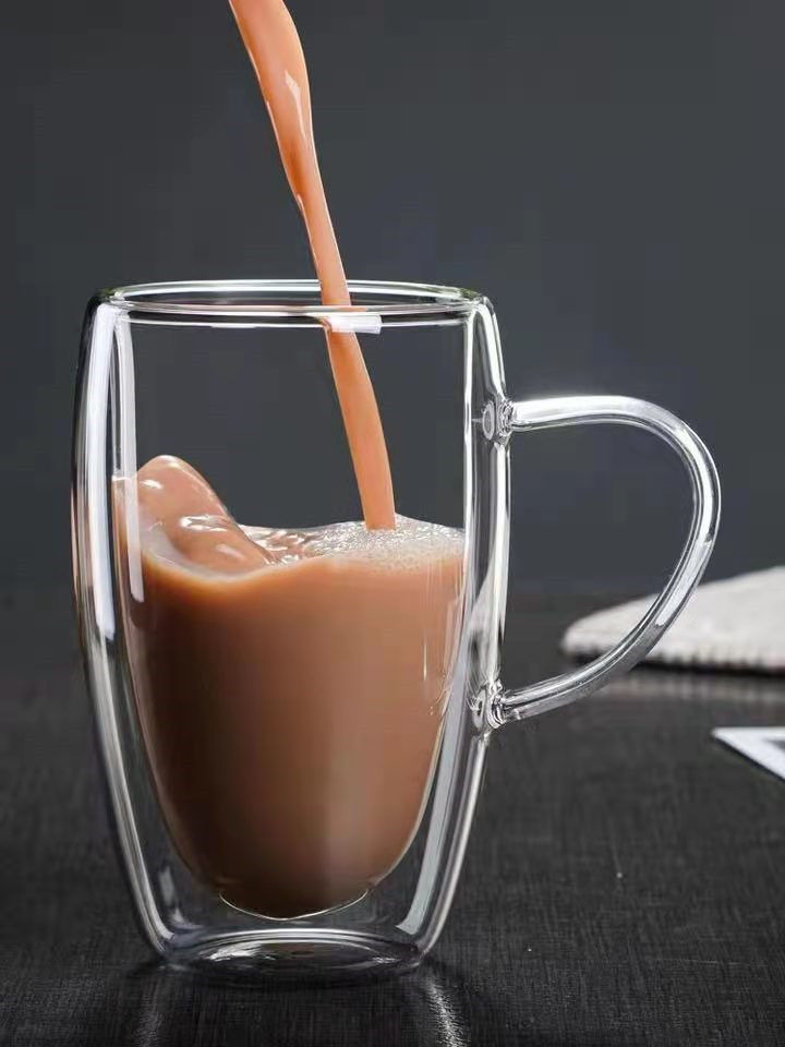 Borosilicate glass double wall coffee handle cup water cup juice cup