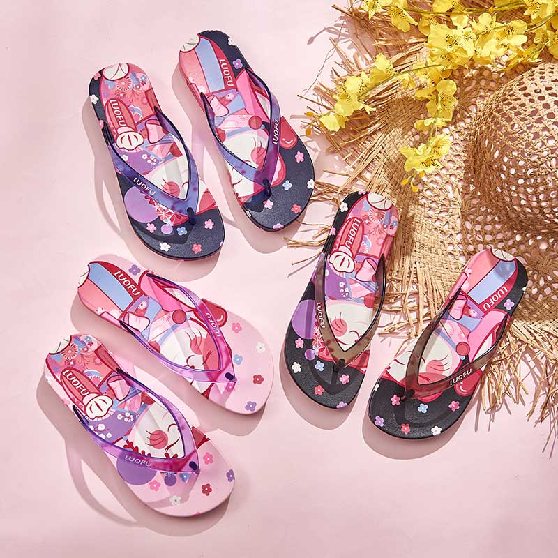 LUOFU lovely vivid printing PVC lady summer beach Flip Flpos slipper F2318-2