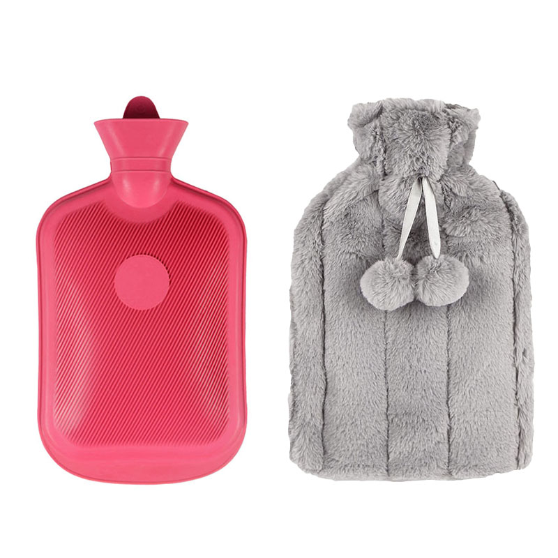 Classic Rubber Hot Water Bottle Plush Cover Set