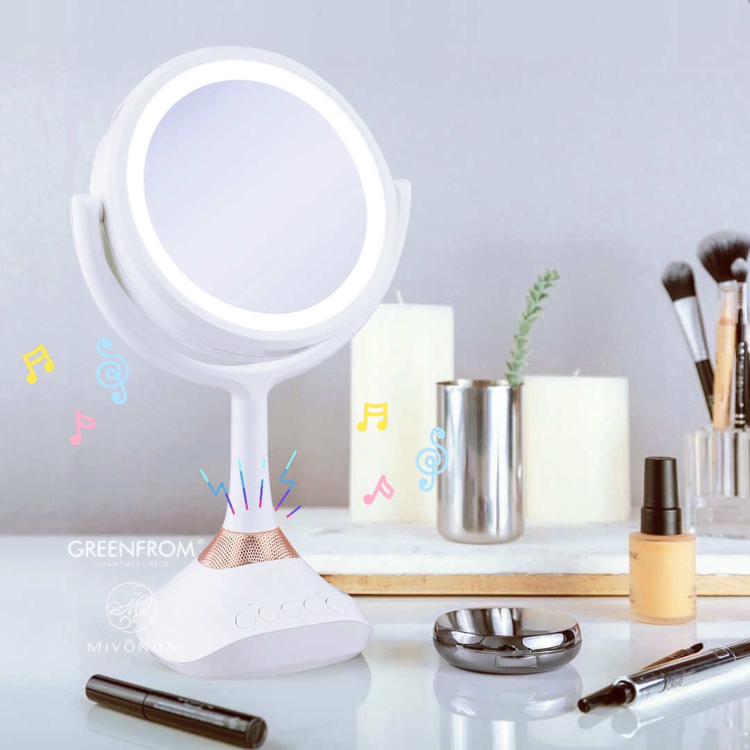 6 Inches Round Shape Double Sides LED Music Mirror with Bluetooth