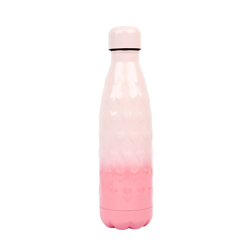 GOX Dual-wall Insulated Stainless Steel Water Bottle With Heart Shape And Vintage-Inspired Spray Paint Finish