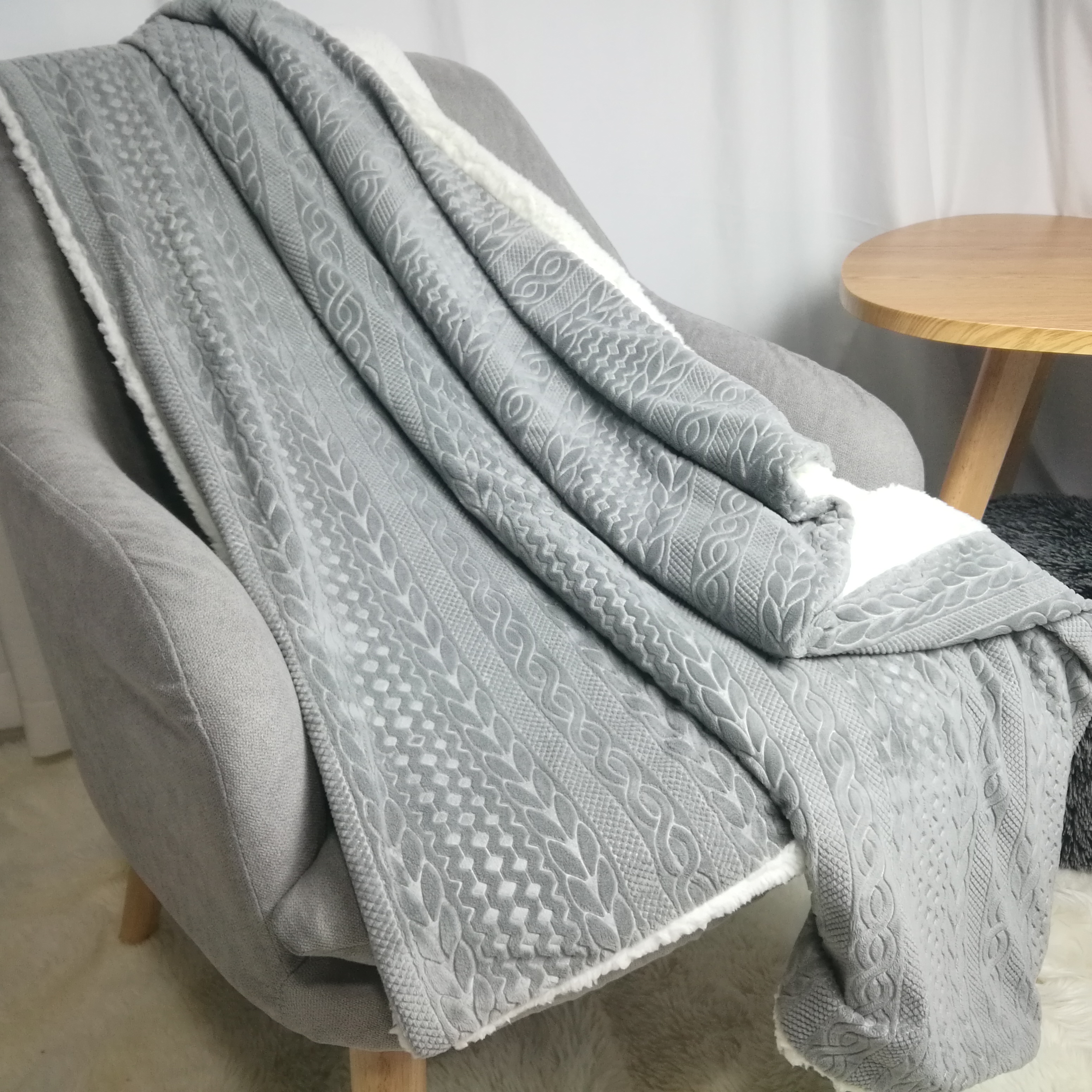 Burnout microfiber velboa blanket