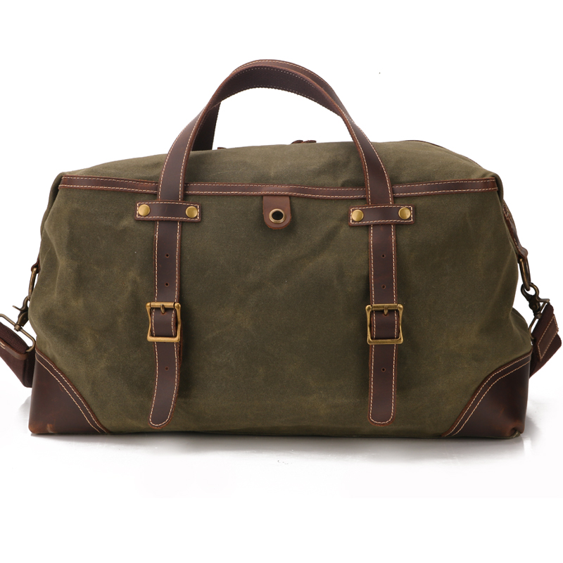 Multifunctional waterproof travel bag large capacity oil wax canvas and crazy horse leather latest man bags collection