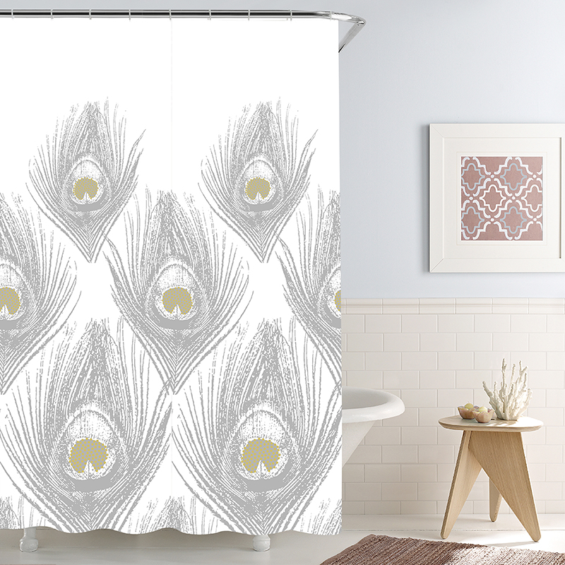 Waterproof and mildew proof printing polyester shower curtain
