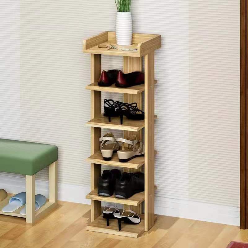 Multi-functional wooden household shoe rack