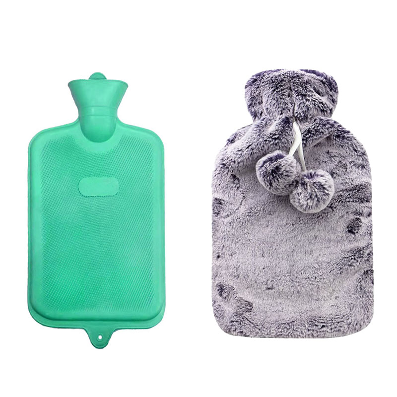 Classic Rubber Hot Water Bottle Plush Cover Set