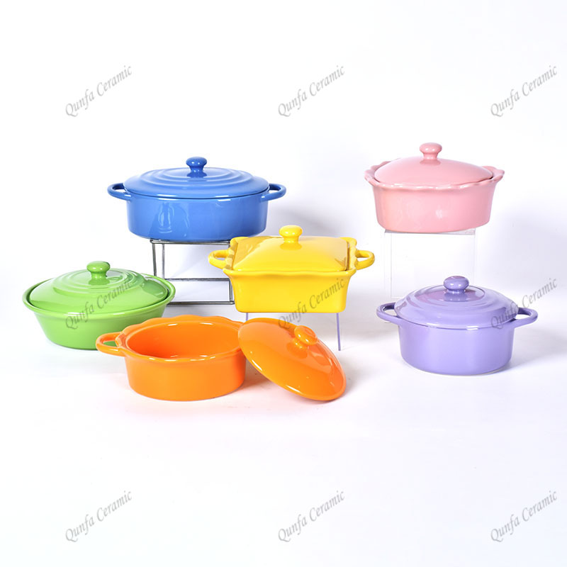 High quality Oven Safe Mini Stoneware Ceramic Casserole Dish with lid