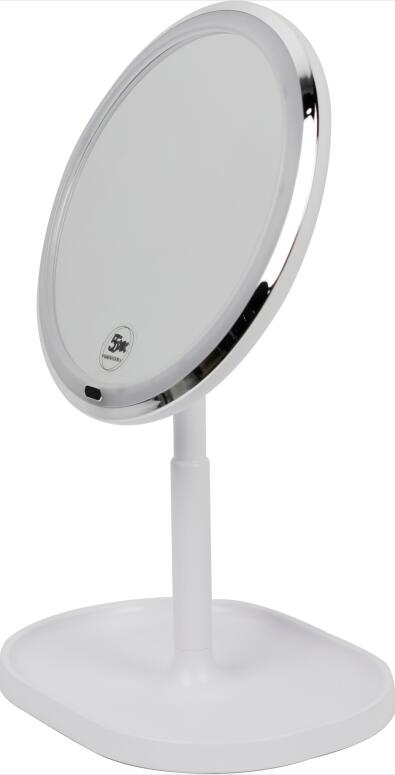 8 Inches Round Shape LED Table Mirror 5X Magnifying Touch Dimmer