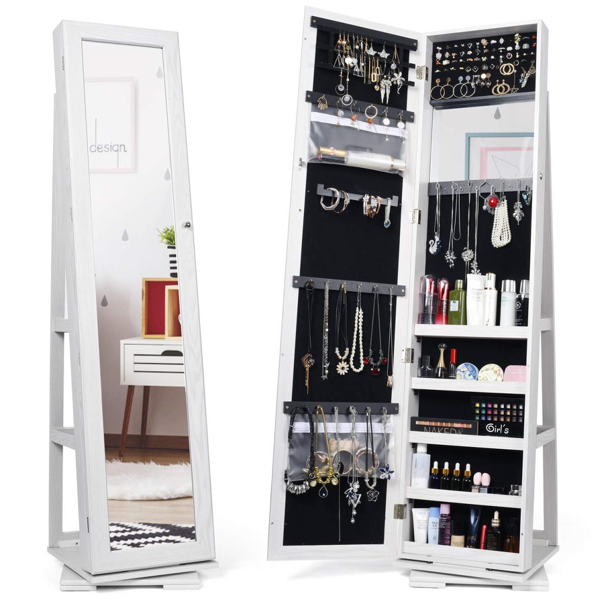 Hot selling items modern wood standing mirror jewelry cabinet living room furniture