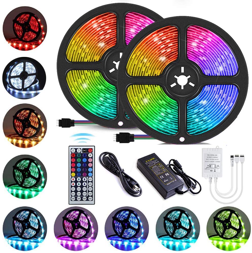 SMD5050 RGB Color Changing Strip Light,24 /44 Key Remote Controller,12V 5A Adaptor, 5 meter per roll
