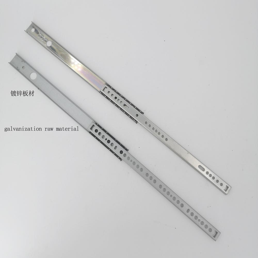 2 Fold ball bearing double travel extension slide two side opening