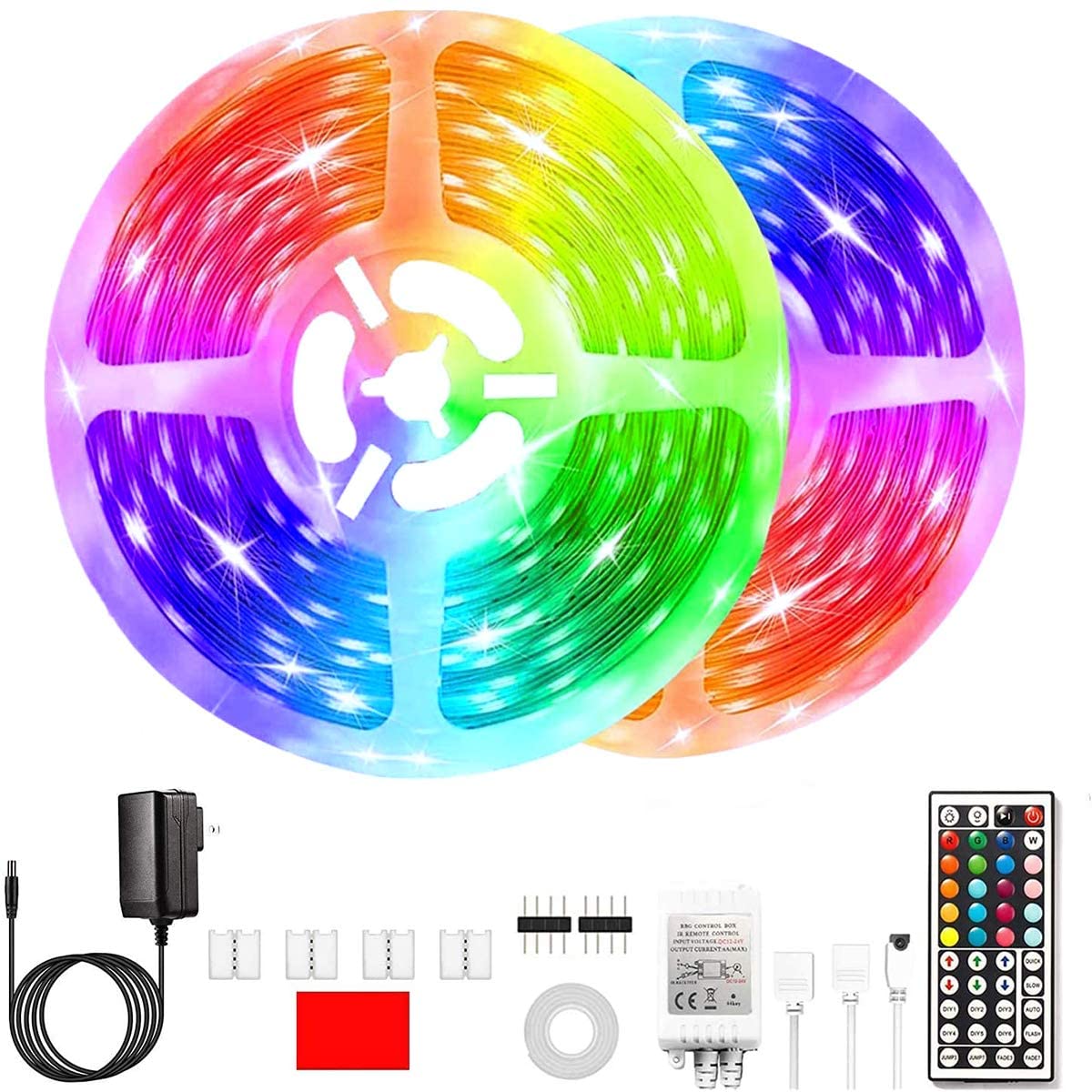 LED Strip Lights 16.4ft Waterproof Color Changing Light Strips with Remote, Bright 5050 and Multicolor RGB LED Lights for Room,