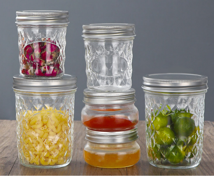 Ball Quilted Crystal mason jar with metal lid