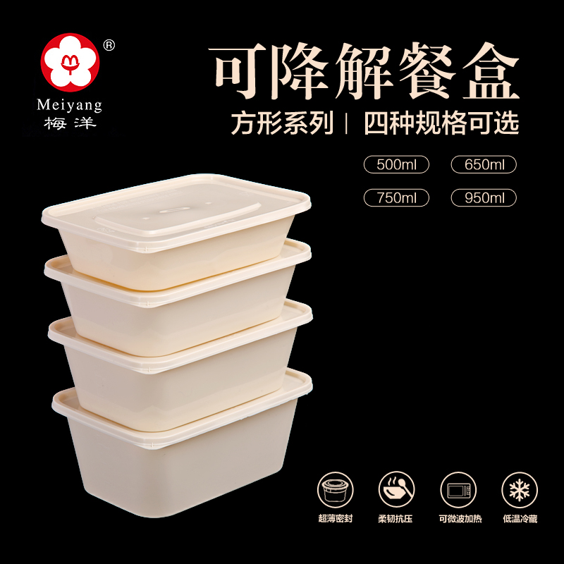 500ml Degradable BPA-Free Square Seal PP Food Container(17oz)