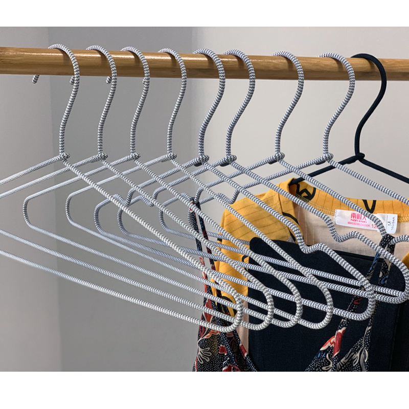 Wire metal clothes hanger with fabric cover