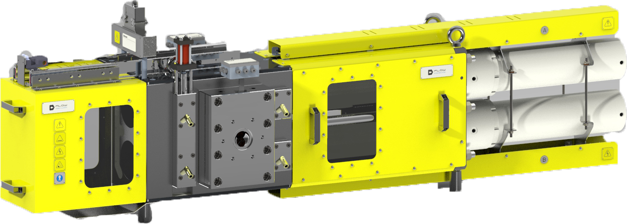 Double pillar with continuous with automatic cleaning screen changer