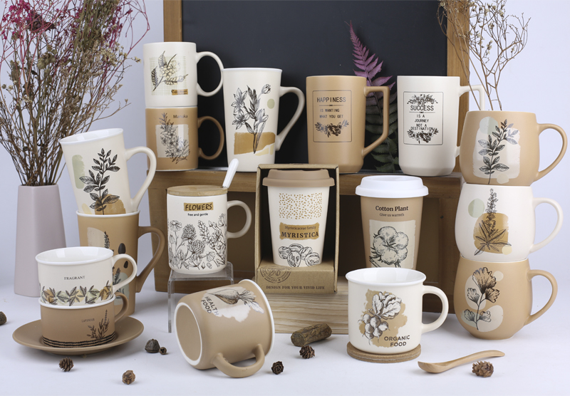 Ceramic tableware with kraft paper design for supermarket for daily use