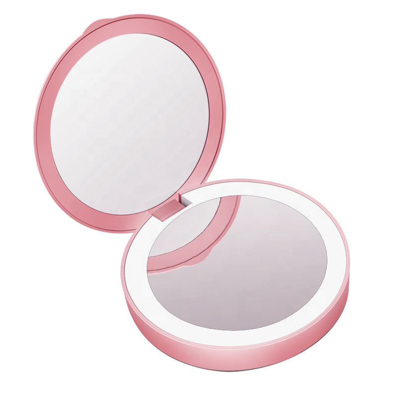 LED Double Sides Power bank pocket Makeup mirror for travel