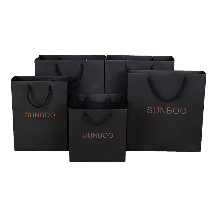 Paper bag black kraft paper bag for cloth shopping packing