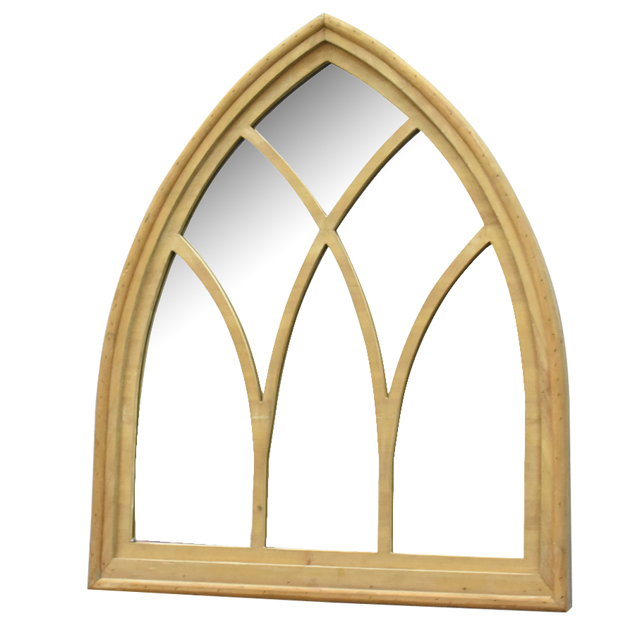 Luckywind Natural Wood Francis Arch Wall Mirror For Living Room Bedroom Entry Wall Decor