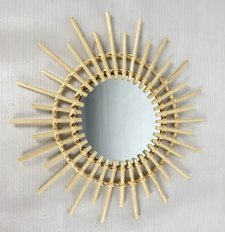 YR21040805 zhengheshun Bar furniture hanging mirror by wicker