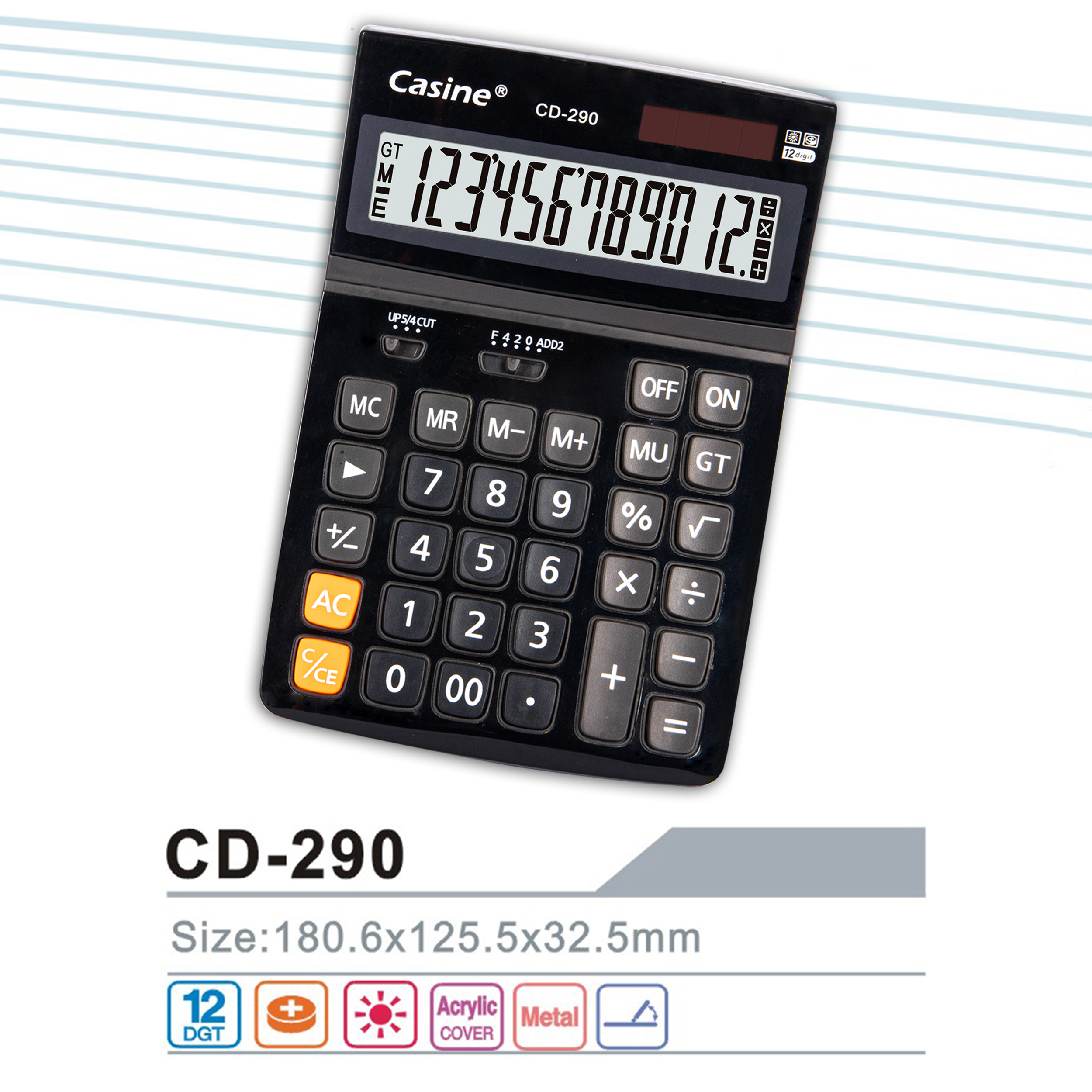 CD-290 black - 12-digit desktop calculator - Casine