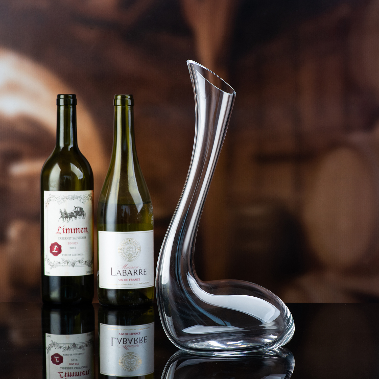 Lead-free crystal glass hand blown decanter