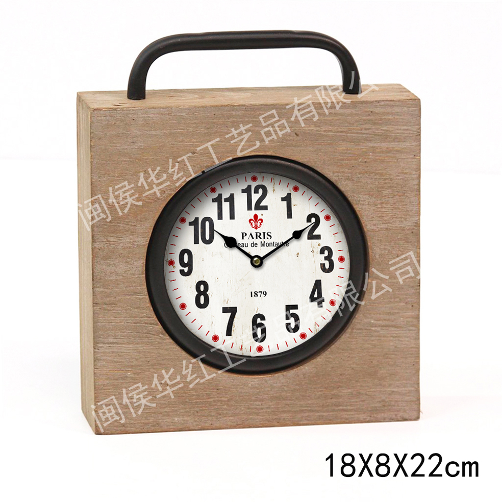 Iron wood desk clock