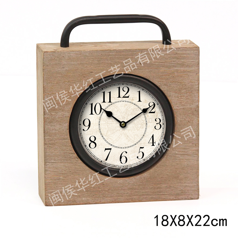 Iron wood desk clock