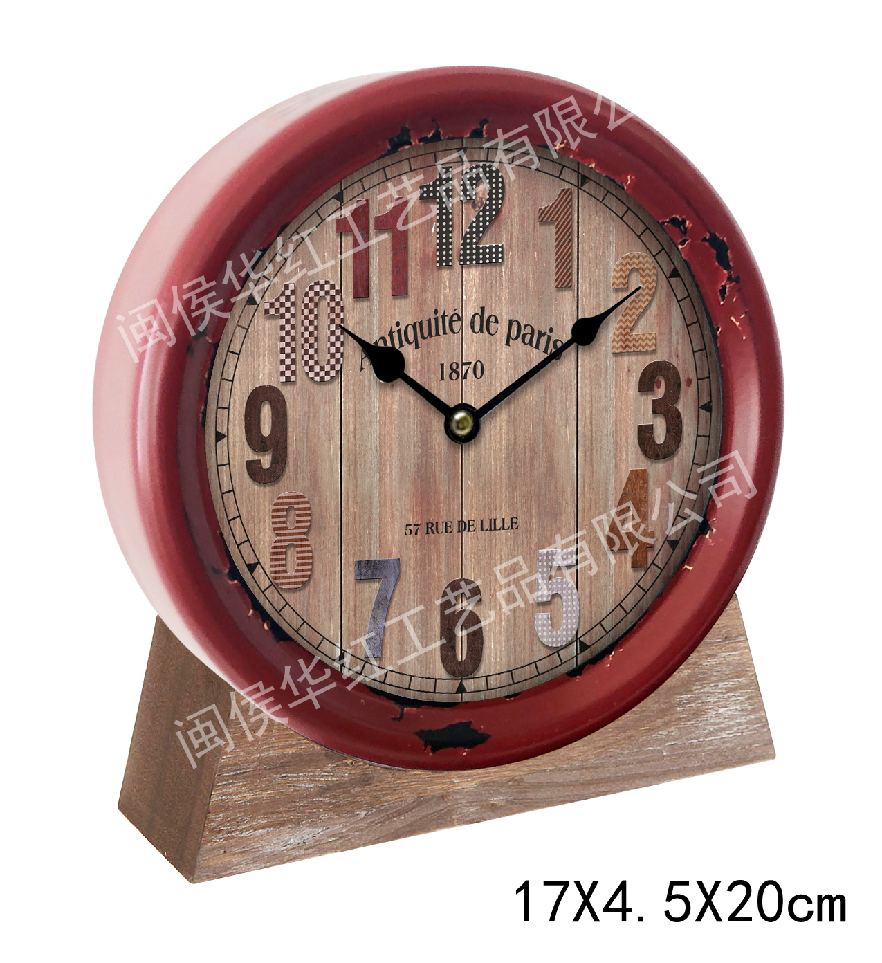 Iron wood desk clock