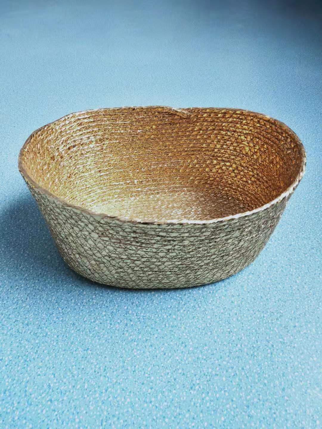 Gold colorstorage basket handmade
