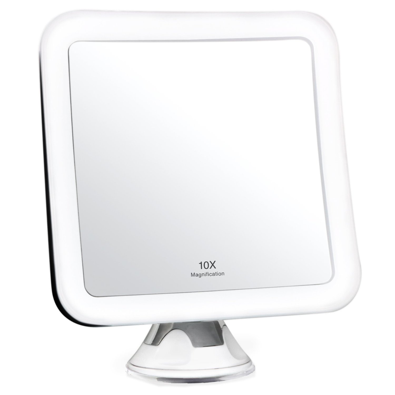 Single Side Lighted Square Shape Magnifying Suction Cup Mirror