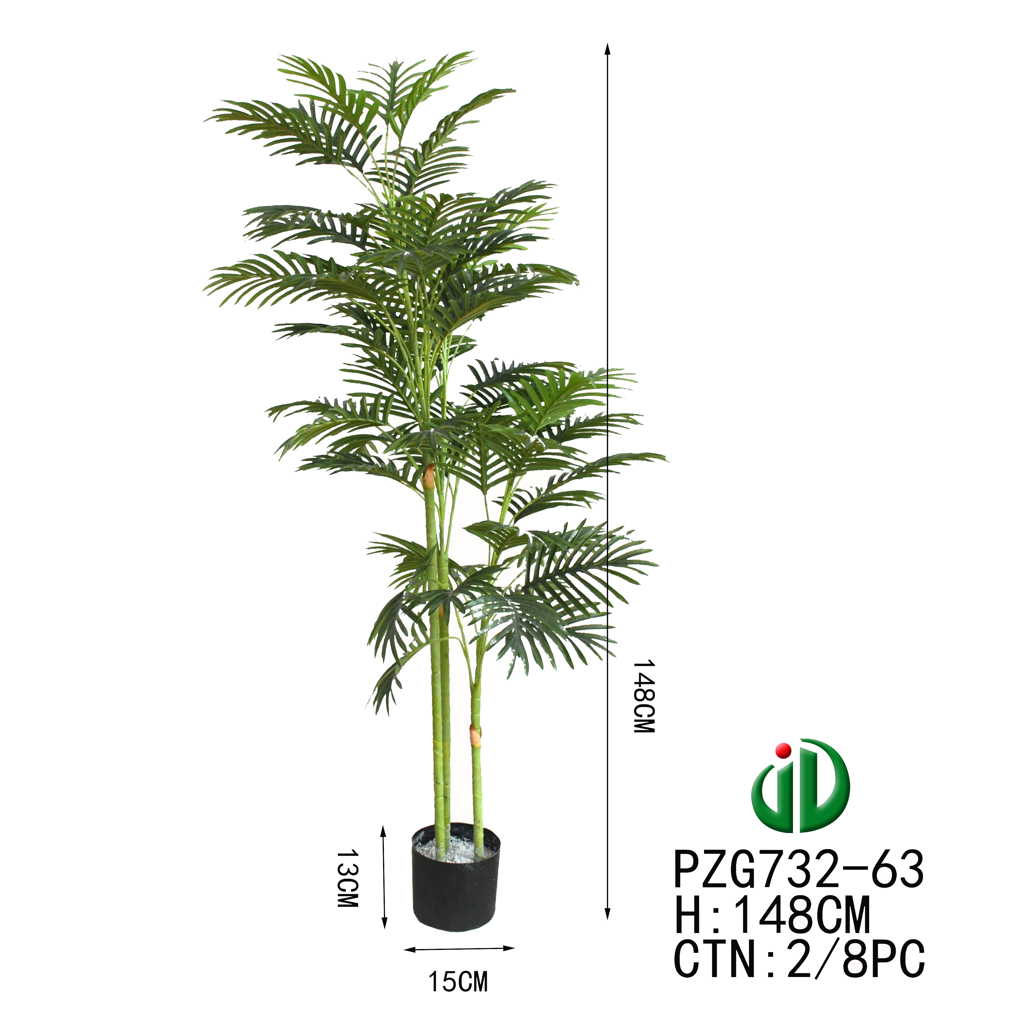 PZG732-63 Artificial Palm Tree Kwai Tree X 22 Sets of Leaves Decorations