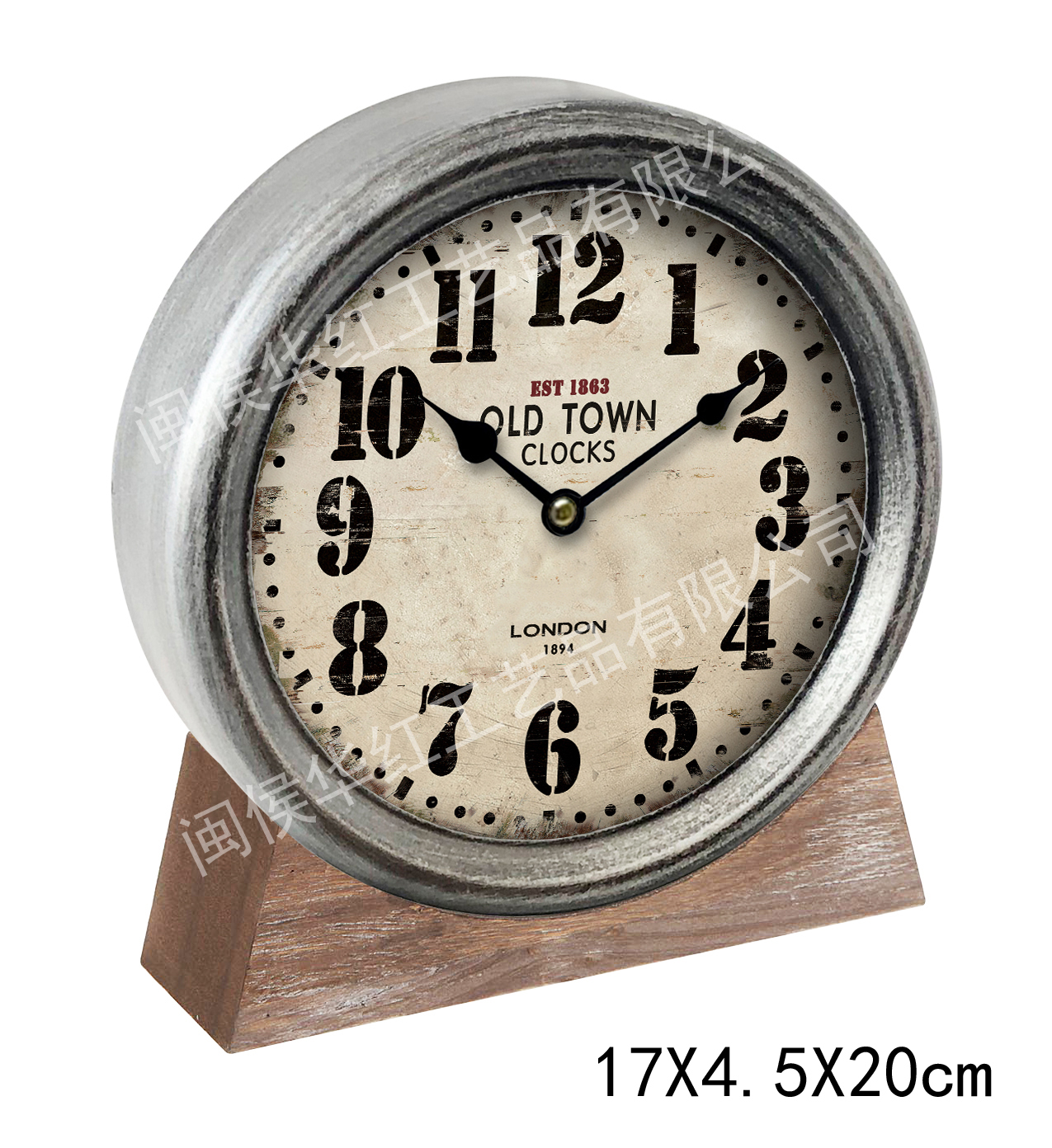 Iron wood desk clock