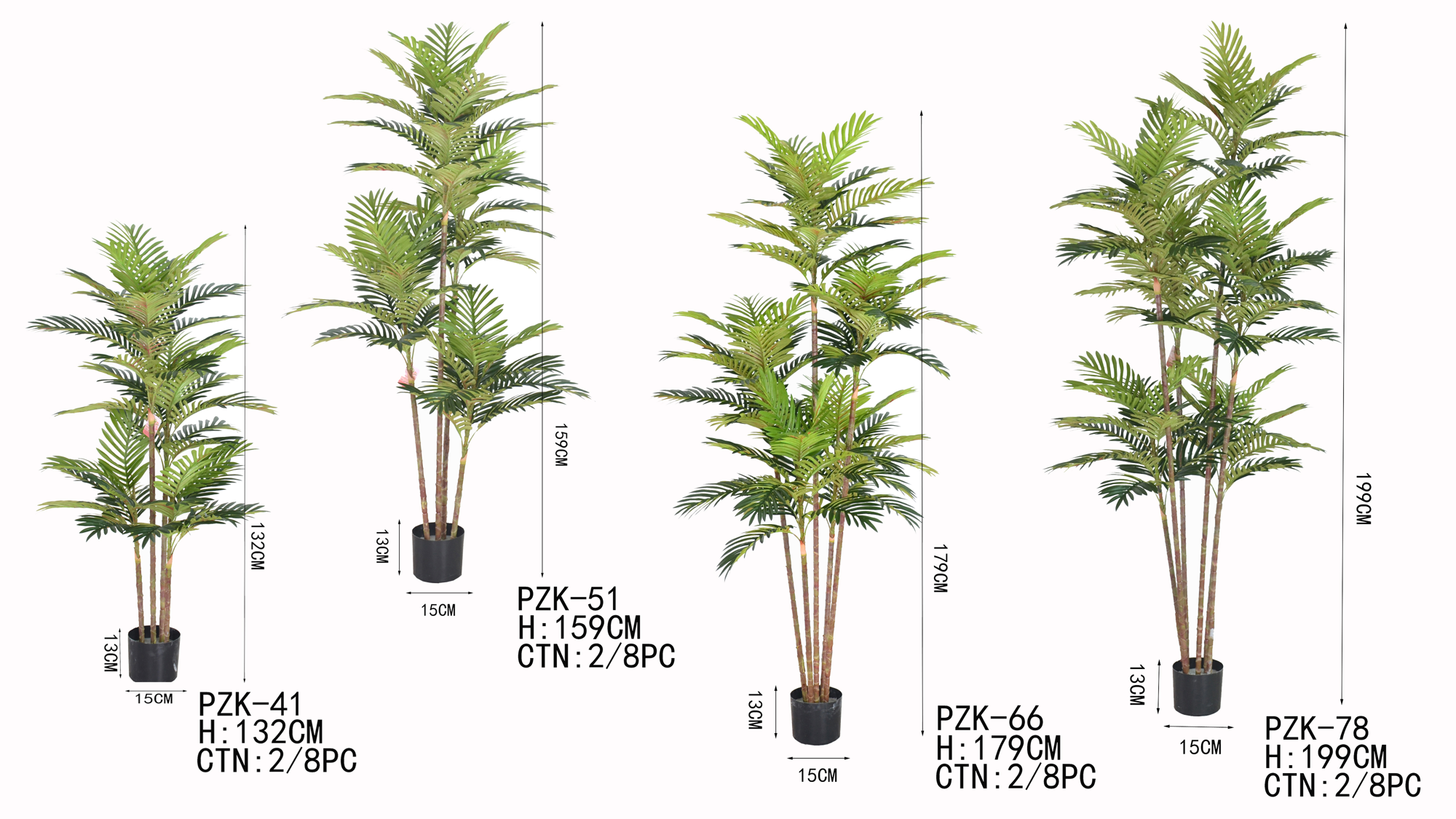 PZK-41，PZK-51，PZK- 66，PZK-78Artificial Palm Tree Kwai Tree Green Plants Indoor Outdoor Decoration