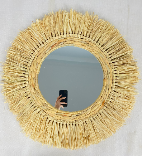 YR21040808 zhengheshun hotel&home furniture Raffia decorative hanging mirror