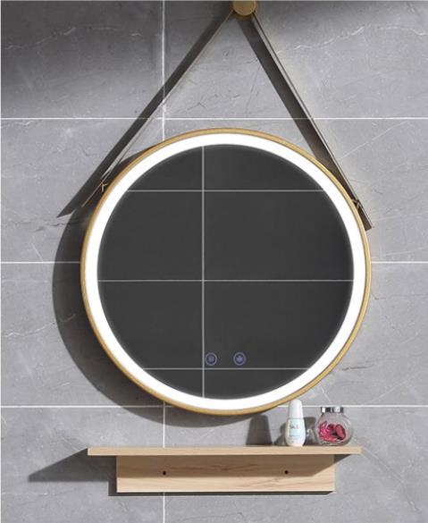 Dia 80cm Round Bathroom Lighted Wall-mounted Mirror with hanging belt