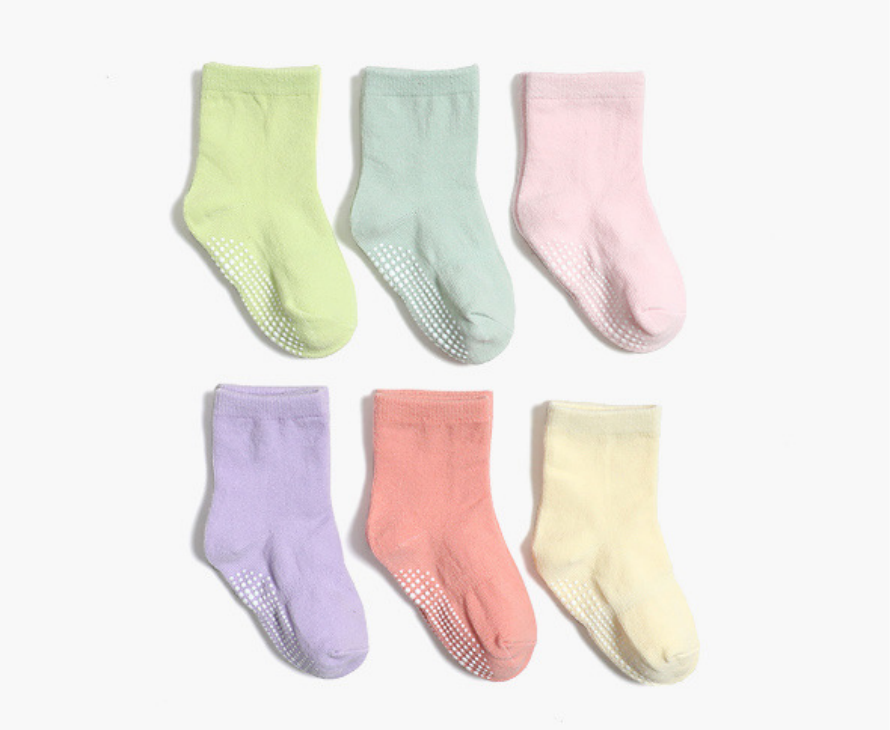 children girls boys solid color antislip cotton kids sock
