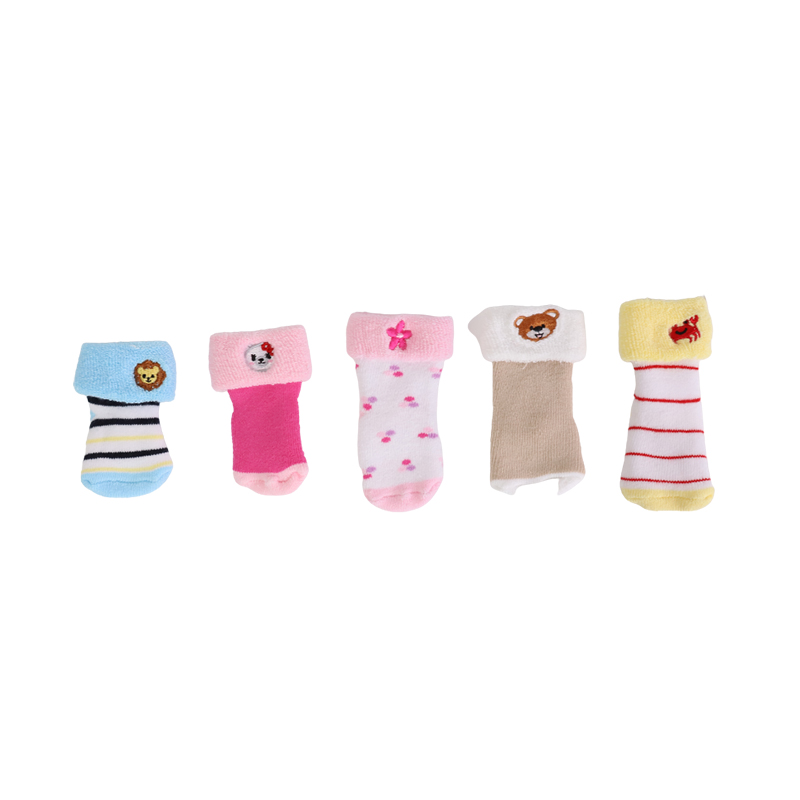 turn rib embroidery baby terry socks