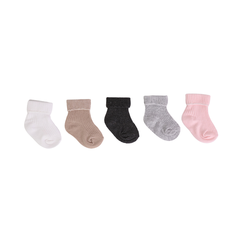 Turn rib double needle baby socks