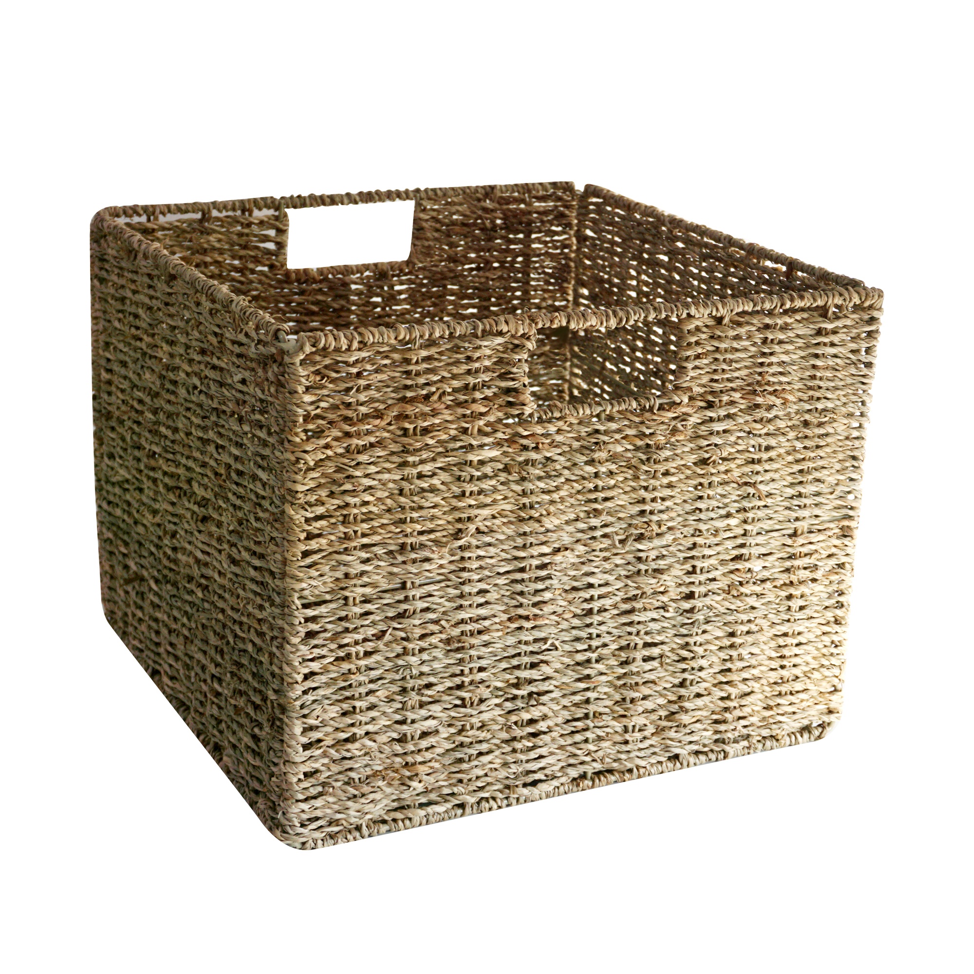 Natural handmade seagrass folded storage basket