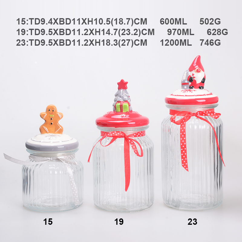 #Christmas food safe glass storage jar with ceramic lid