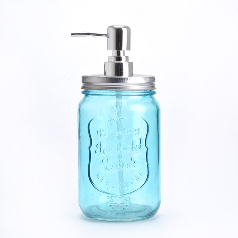 # 0 250ml 300ml 500ml Amber customized round glass hand soap bottle with steel pump