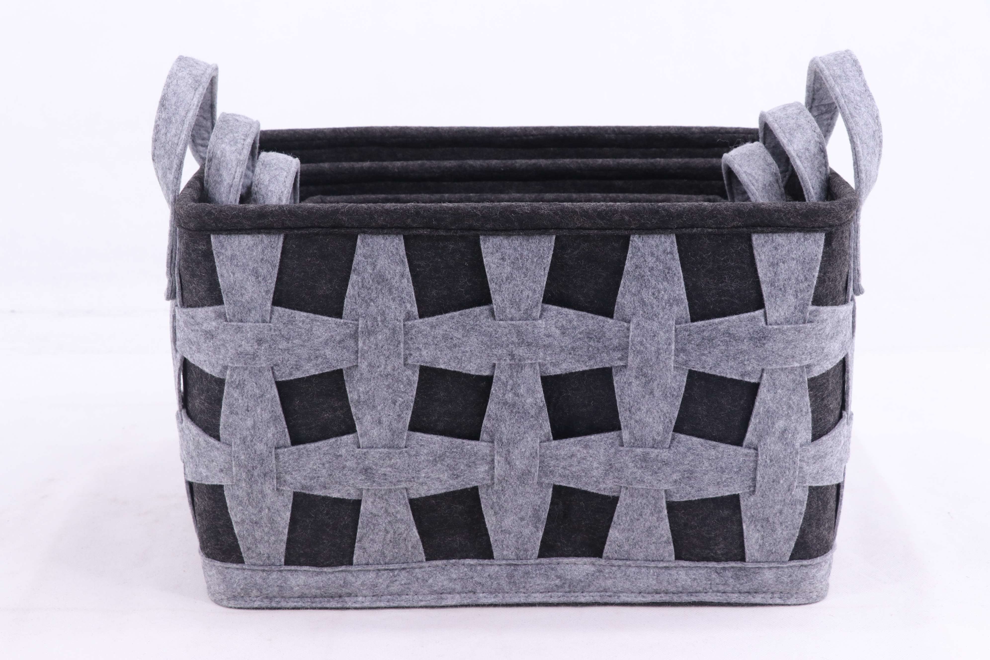 Set of 3 rectangular felt storage basket with handle, toy storage organizer, laundry hamper basket